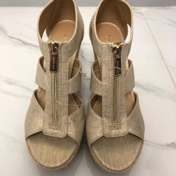Michael Kors Berkley Espadrille Wegde light gold 10 - Picture 4 of 9